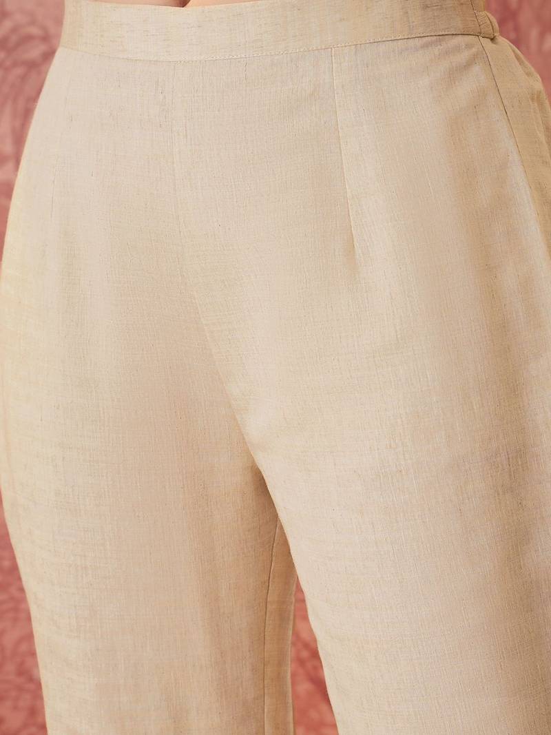 women ethnic motifs embroidered regular thread work kurta with trousers & with dupatta