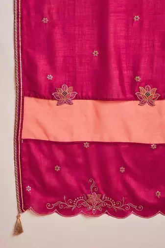 Embroidered sequence kurta & palazzos with dupatta set