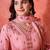 floral printed empire v-neck mirror work straight kurta & trousers with dupatta