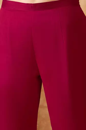 alia cut maroon zari rembroidered empire a-line kurta with trousers & dupatta