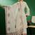 off white floral embroidered pure cotton kurta with palazzo & dupatta
