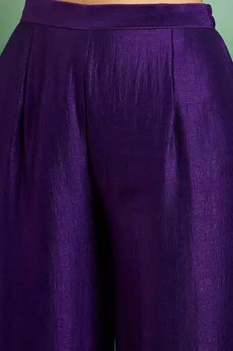 embroidered notch neck kurta with palazzo & dupatta