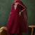 women embroidered three quarter sleeves kurta & trousers with dupatta