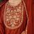 orange-coloured floral embroidered v-neck anarkali kurta with trouser & dupatta