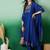 blue floral embroidered a-line kurta & trousers with dupatta