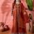 orange floral embroidered panelled zari a-line kurta with trousers and dupatta