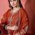 orange floral embroidered panelled zari a-line kurta with trousers and dupatta