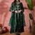 green floral embroidered panelled zari a-line kurta with trousers and dupatta