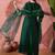 green floral embroidered panelled zari a-line kurta with trousers and dupatta