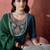 teal blue floral yoke design zari panelled a-line kurta with trouser and dupatta