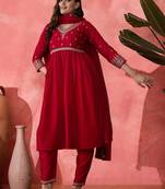 women sequence embroidered kurta with trousers & dupatta