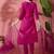 magenta floral embroidered round neck sequinned straight kurta & trouser & dupatta