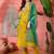 floral embroidered thread work straight kurta with trouser & dupatta