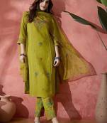straight sequence embroidered kurta trouser with dupatta