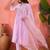 zari floral embroidered notch neck a-line kurta with trousers & dupatta