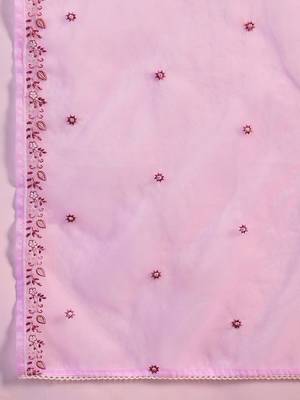 embroidered round neck kurta & trousers kurta set 4