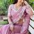 Onion Pink clr Cutwork Saree With Heavy Work Blosue Peice