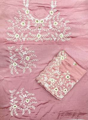 Onion Pink clr Cutwork Saree With Heavy Work Blosue Peice 9
