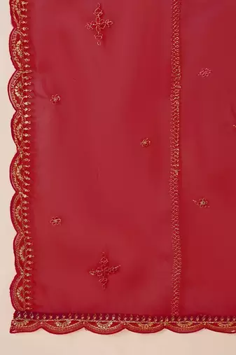 ethnic motifs embroidered sequinned straight kurta with sharara & dupatta