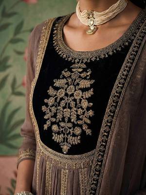 embroidered poly chiffon round neck kurta sets 5