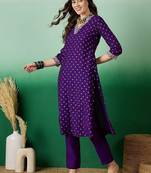 dchinon zari sequence embroidered & foil printed a-line kurta with trousers
