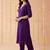 zari sequence embroidered v-neck kurta & trousers