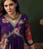 v neck embroidered a-line kurta with trouser