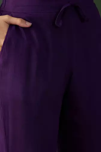 v neck embroidered a-line kurta with trouser