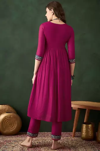 floal embroidered a-line kurta set