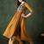 floral yoke design zari work v-neck georgette straight kurta with trouser