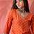 orange floral printed silk blend v-neck straight kurta with trousers
