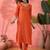 orange floral printed silk blend v-neck straight kurta with trousers