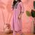 pink floral embroidered yoke design a-line kurta with pant