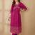 women ethnic motifs printed empire kurta with trousers
