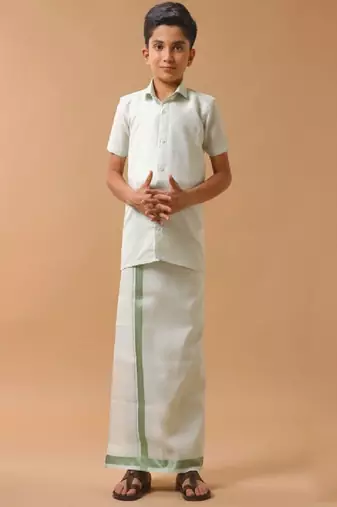 Green plain pure cotton shirt boys shirts