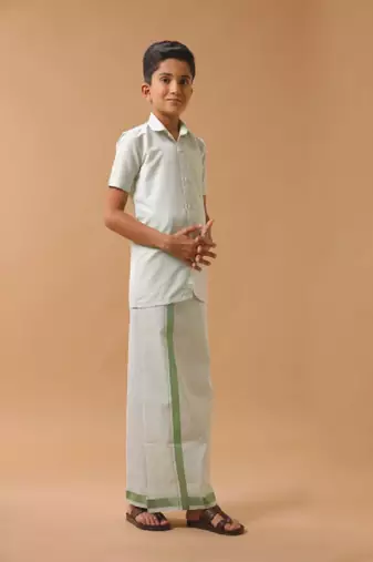 Green plain pure cotton shirt boys shirts