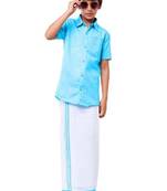 Blue plain pure cotton dhoti & shirt ramraj boys dhoti kurta