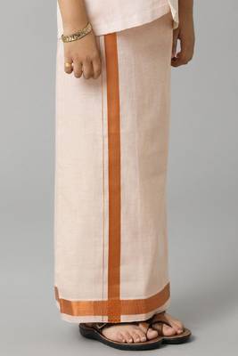 copper cotton boys shirt with traditional veshti outfit 3