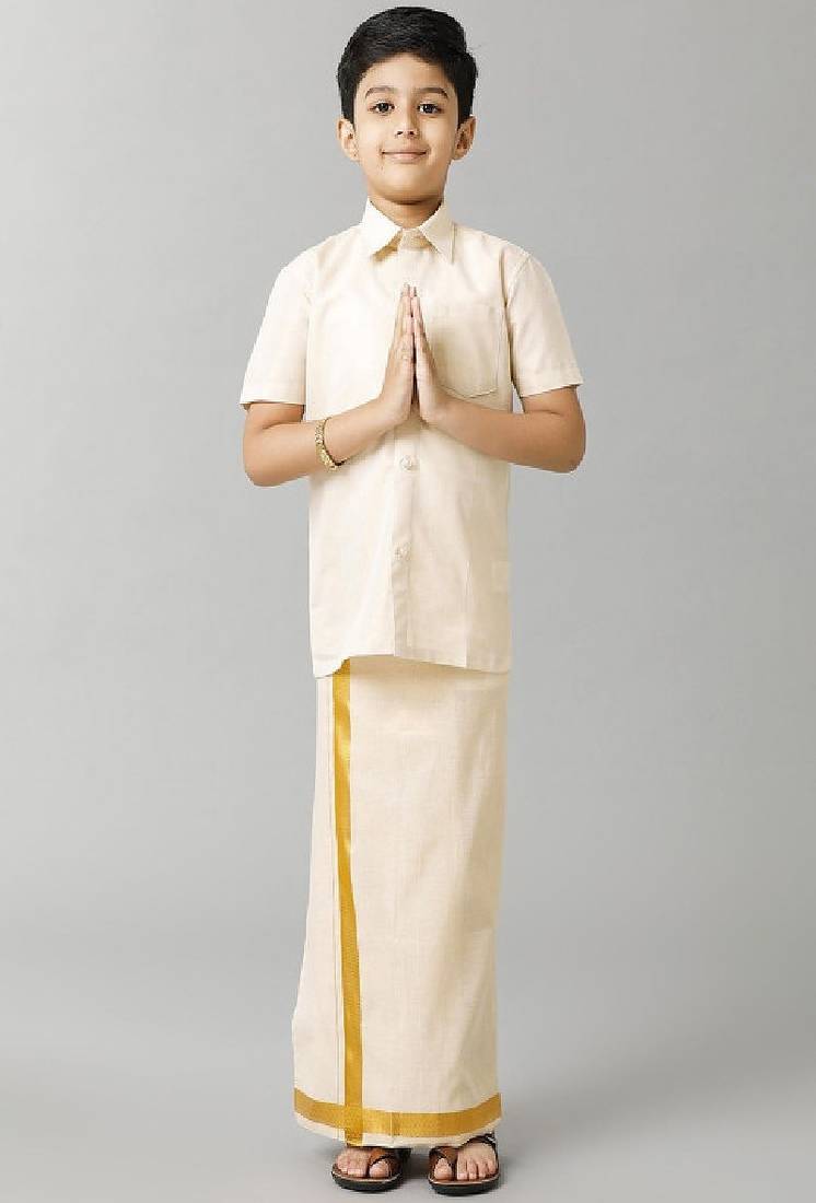 Gold shirt plain pure cotton shirt - boys-shirts