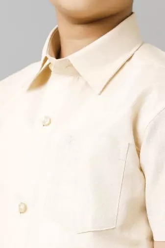 Gold shirt plain pure cotton shirt - boys-shirts