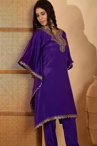 women purple kurta sets