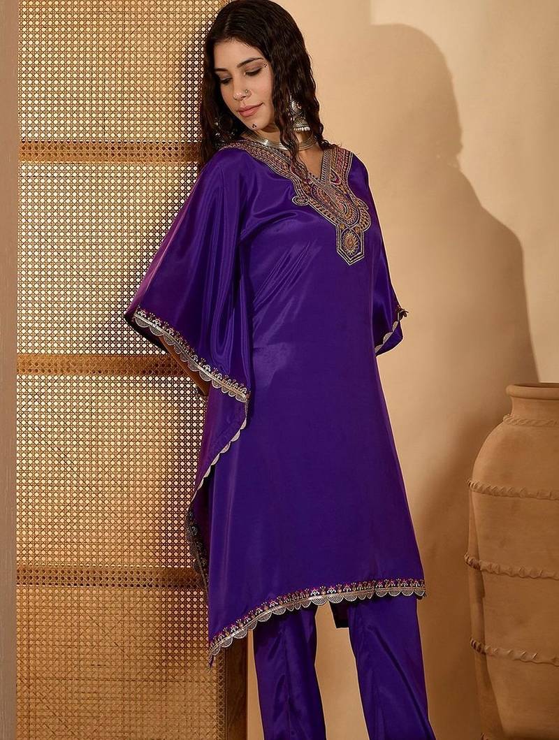 women purple kurta sets