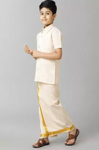 Gold shirt plain pure cotton shirt - boys-shirts