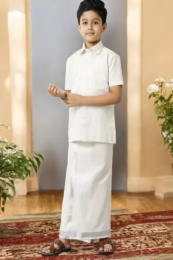 White shirt plain pure cotton ramraj boys