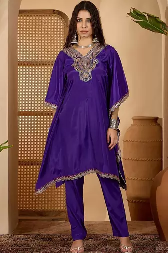 women purple kurta sets