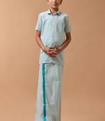 Green shirt cotton veshti - boys-shirts