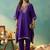 thread embroidered v-neck kurta & trousers