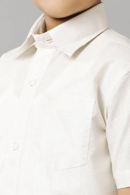 silver woven-design pure cotton boys' shirt 2