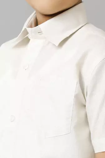 Silver woven pure cotton shirt for boys - shirt - boys shirts