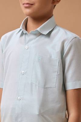 blue plain pure cotton shirt for boys 2